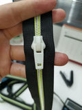 #5 Zipper Tape Glow in the Dark nylon teeth with black tape, Glow it the Dark Zipper Pulls to match