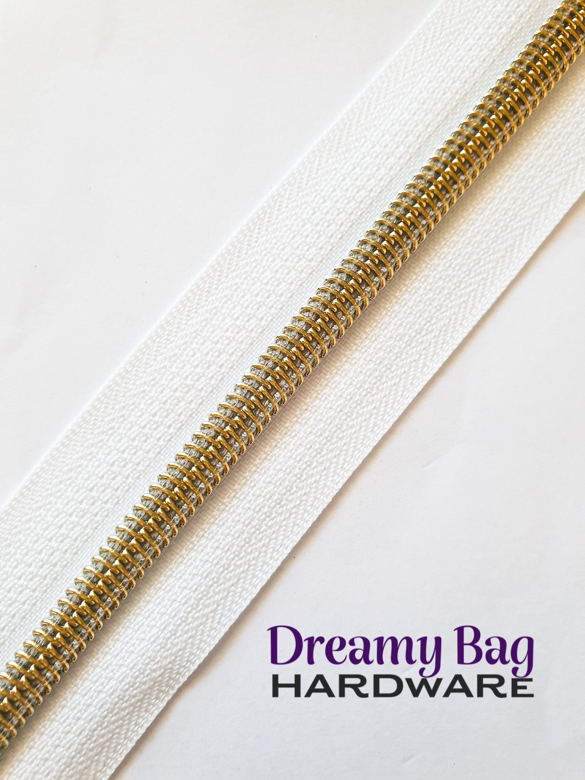 #3 and #5 Zipper Tape White with coloured nylon teeth