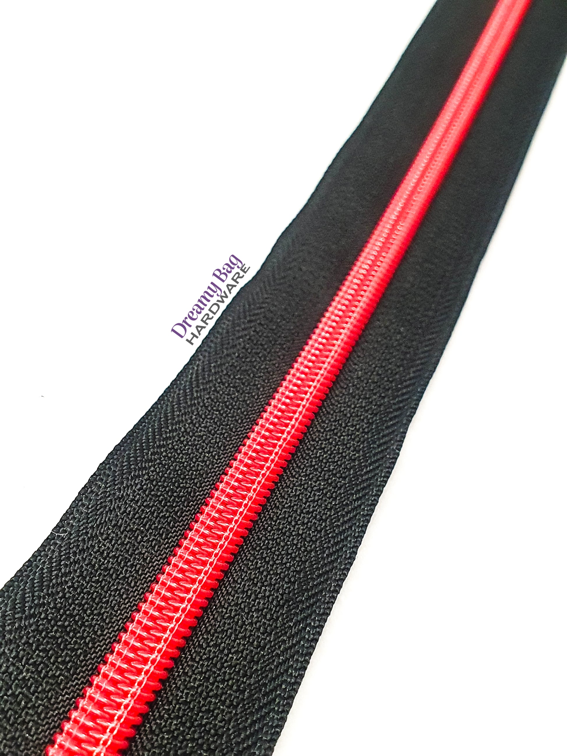 #5 Zipper Tape Black with Red nylon teeth