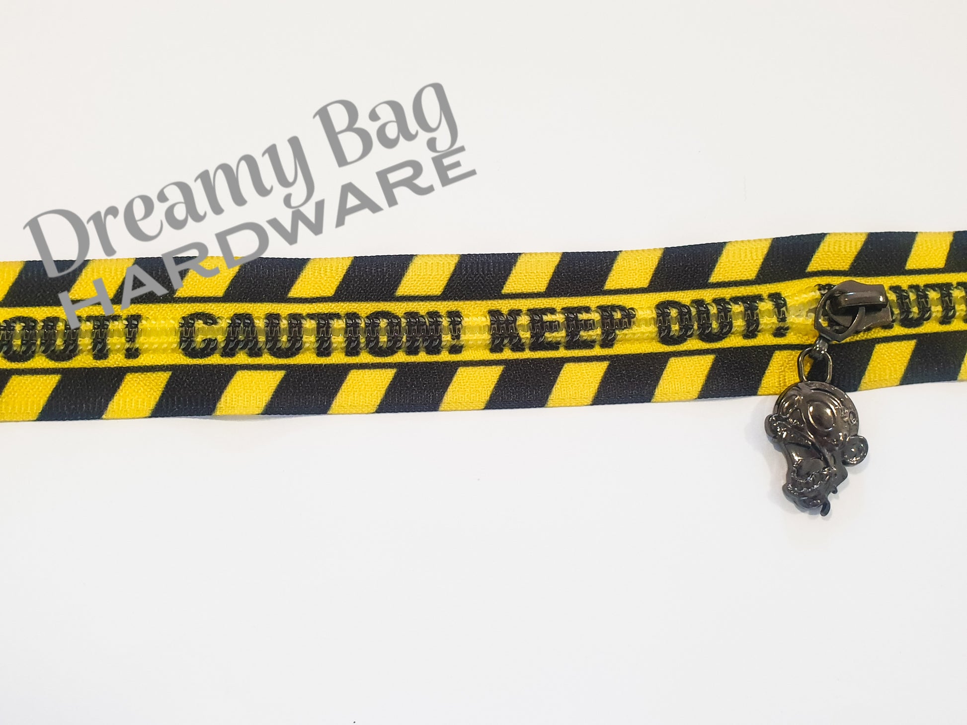 #5 Zipper Tape CAUTION KEEP OUT! with nylon teeth