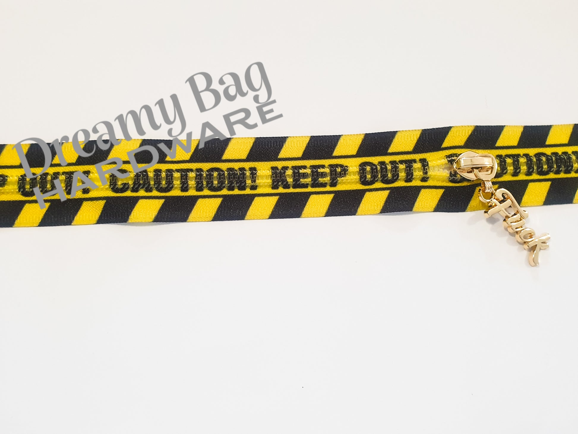 #5 Zipper Tape CAUTION KEEP OUT! with nylon teeth