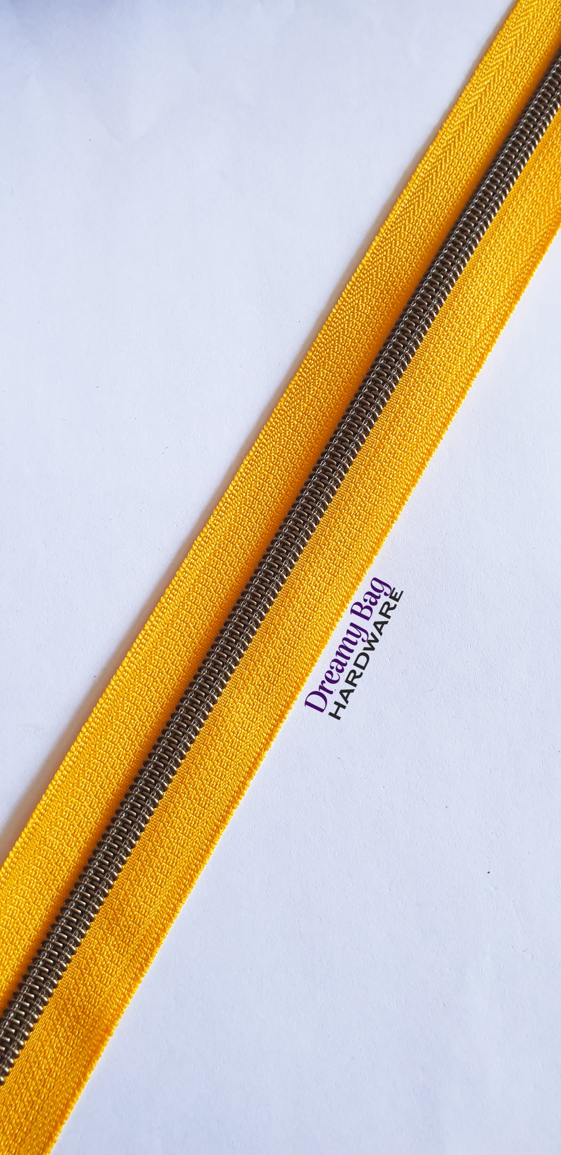 #5 Zipper Tape Dark Yellow with Antique Brass nylon teeth