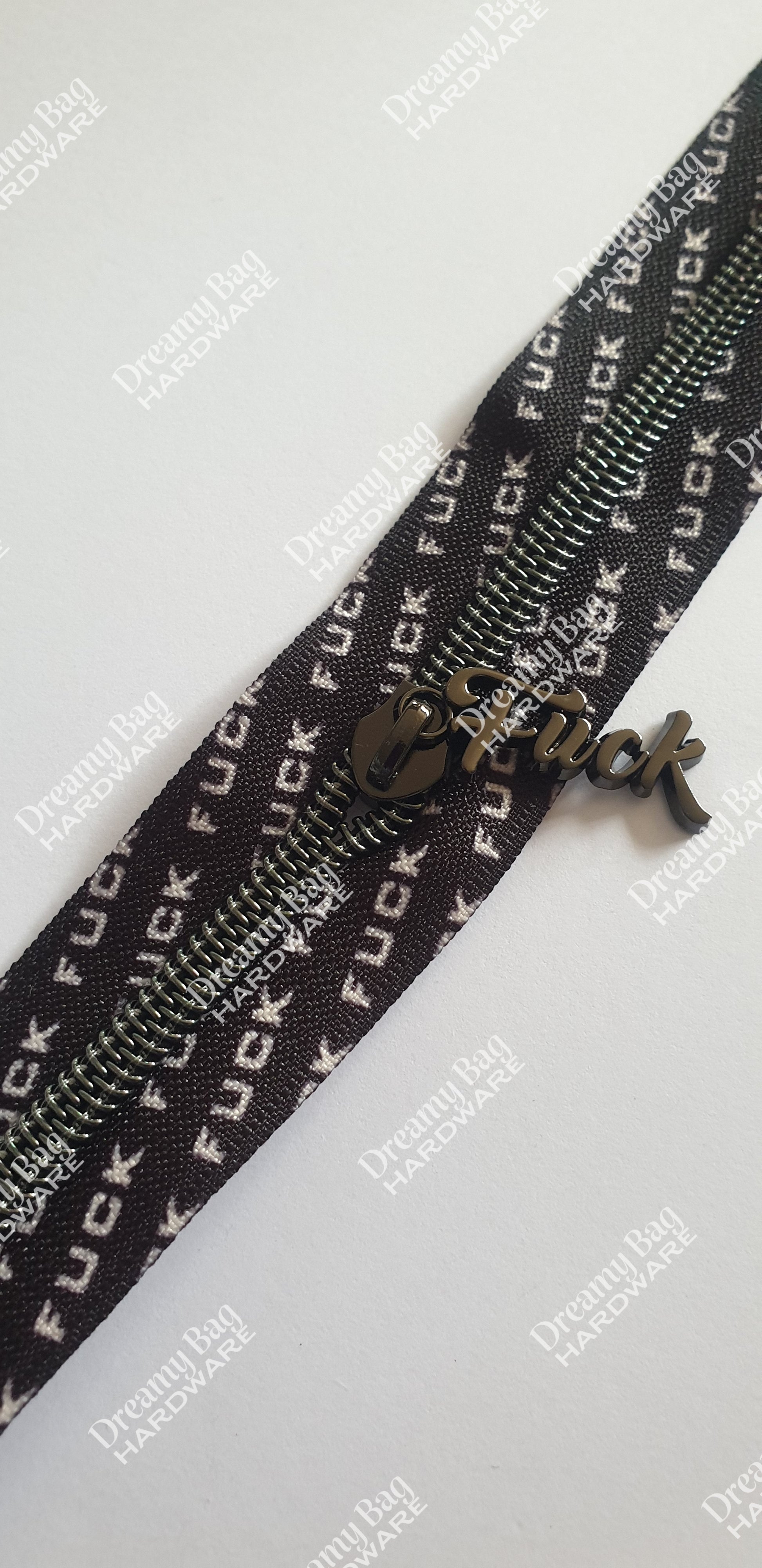 #5 Zipper Tape Swear Fuck Zipper Tape with Black nylon teeth
