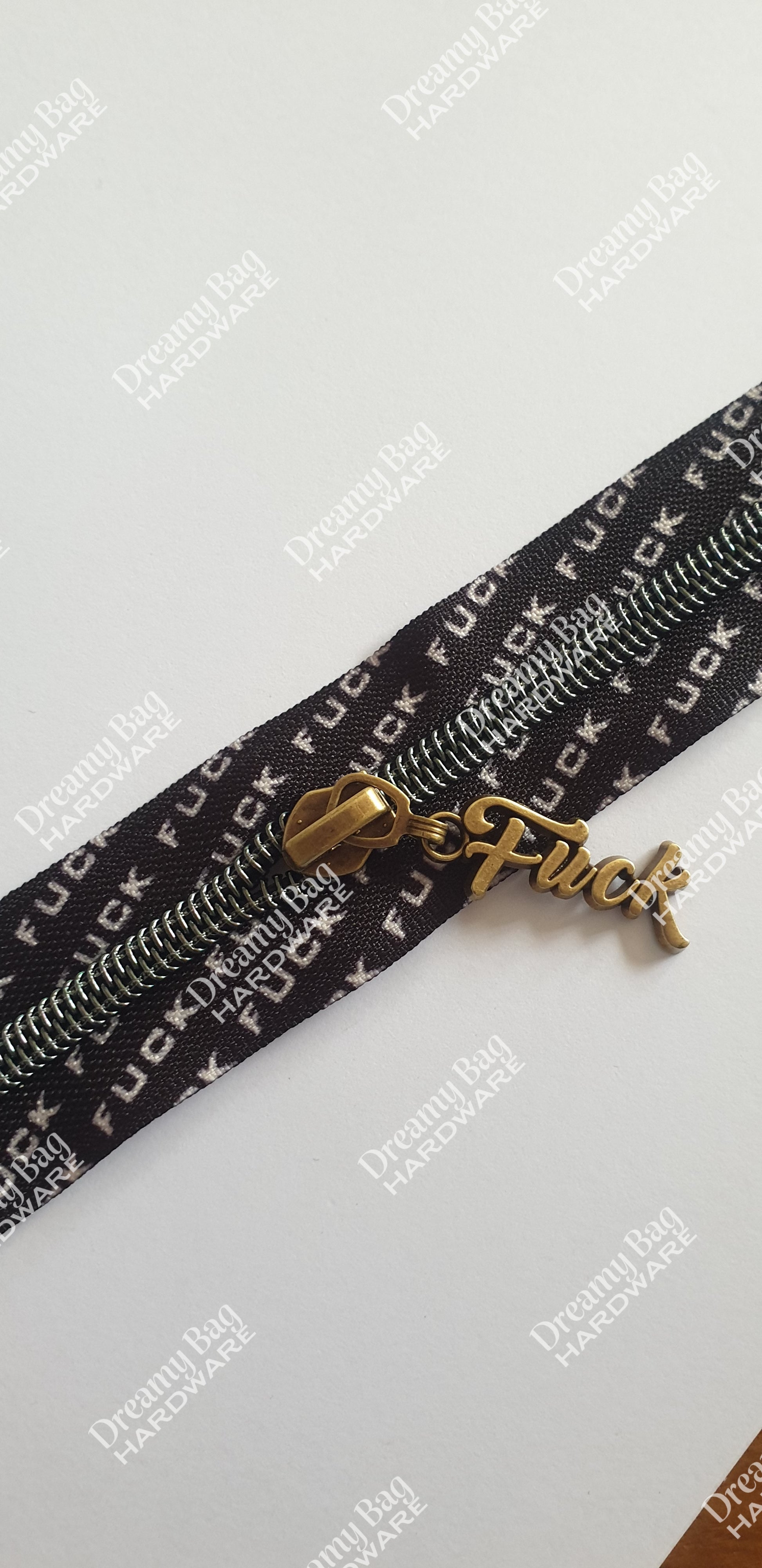 #5 Zipper Tape Swear Fuck Zipper Tape with Black nylon teeth