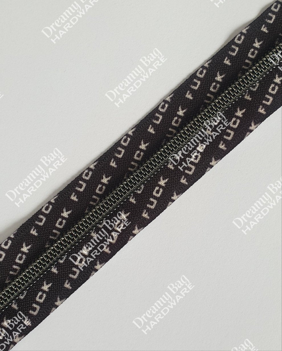 #5 Zipper Tape Swear Fuck Zipper Tape with Black nylon teeth